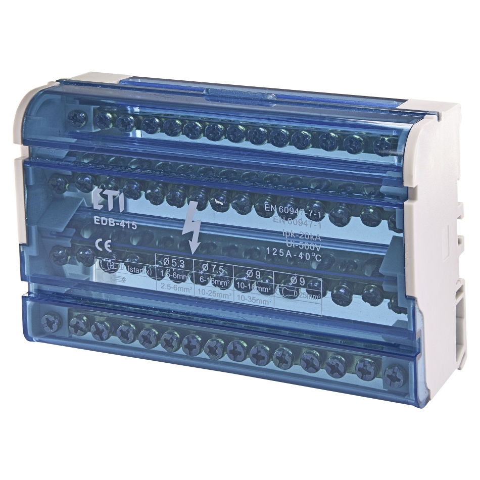 ETI spaiļu bloks 4P 125A 15-v 4x(4x16mm²+11x6mm²) N/PE, EDB-415 , 001102305 cover photo