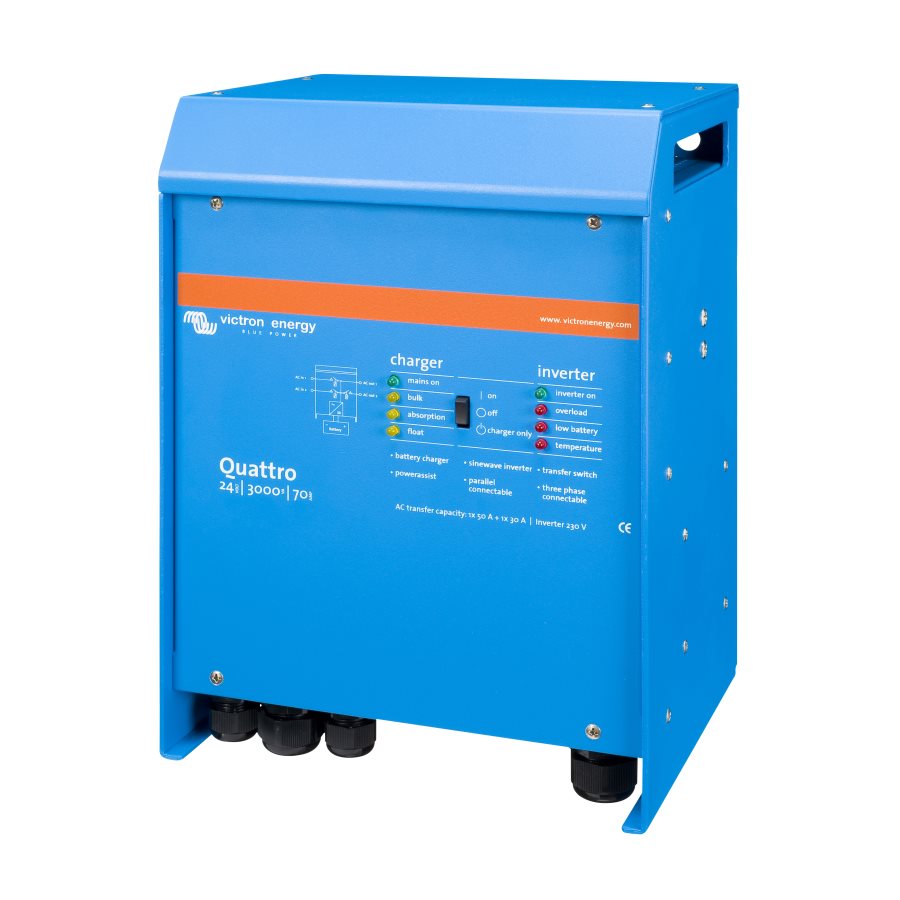 Victron Energy sinusoidāls invertors-lādētājs 24/230V DC/AC 5kVA 120-100/100 Quattro, QUA245021010 cover photo