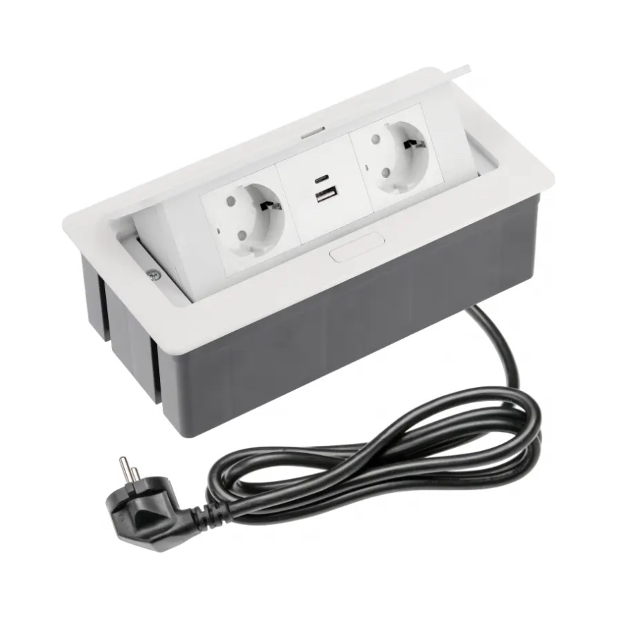 GTV iebūvējams rozešu bloks 2-v USB A+C vads 1.5m balts SOFT, AE-PBSUC2GS-10N cover photo