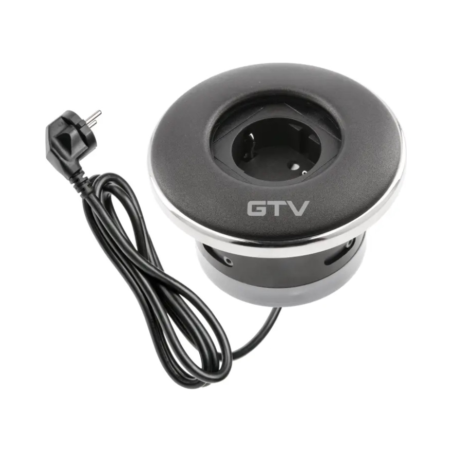 GTV iebūvējama kontaktligzda 1-v vads 1.5m melna SHUTTER, AE-GM1SSHU-20 cover photo