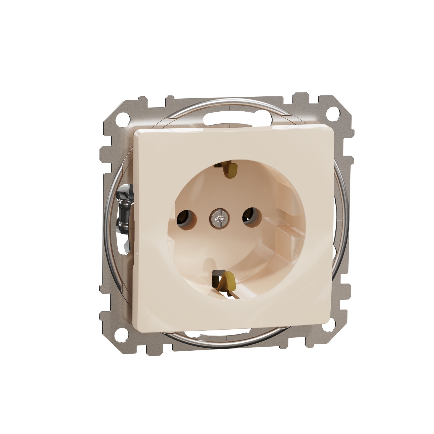 Schneider Electric kontaktligzda 1-v z/a (meh.) ar zem. bēša SEDNA Design, SDD112025 cover photo