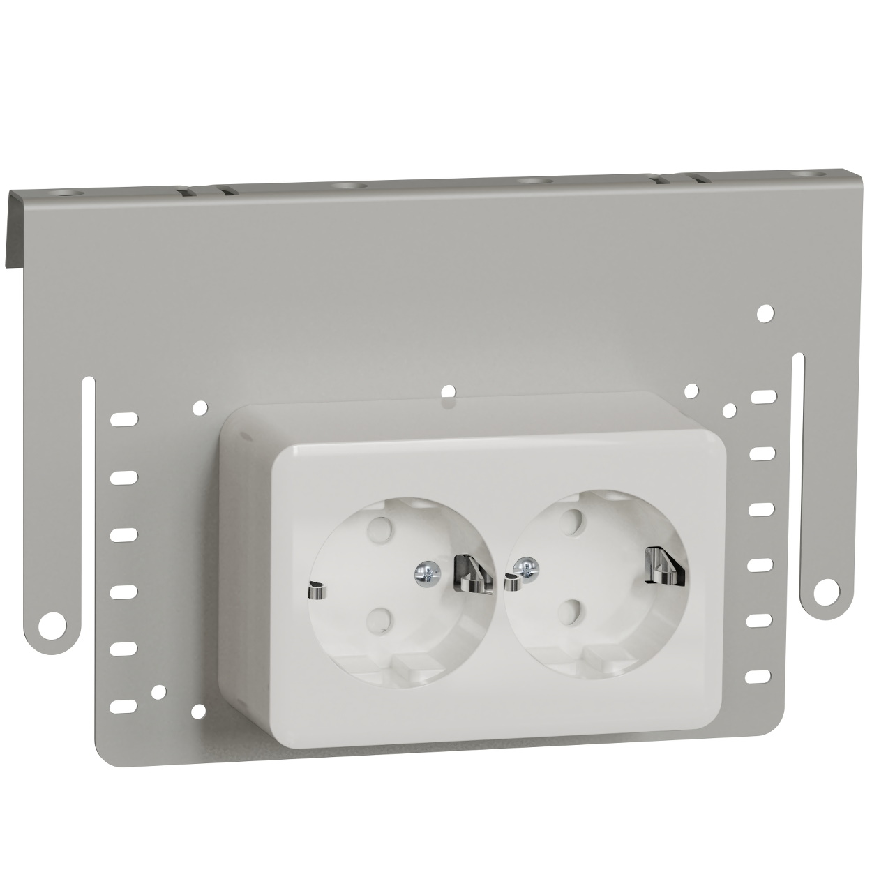 Schneider Electric kontaktligzda 2-v v/a ar uz montāžas plāksnes ar zem. balta Exxact, WDE015789 cover photo