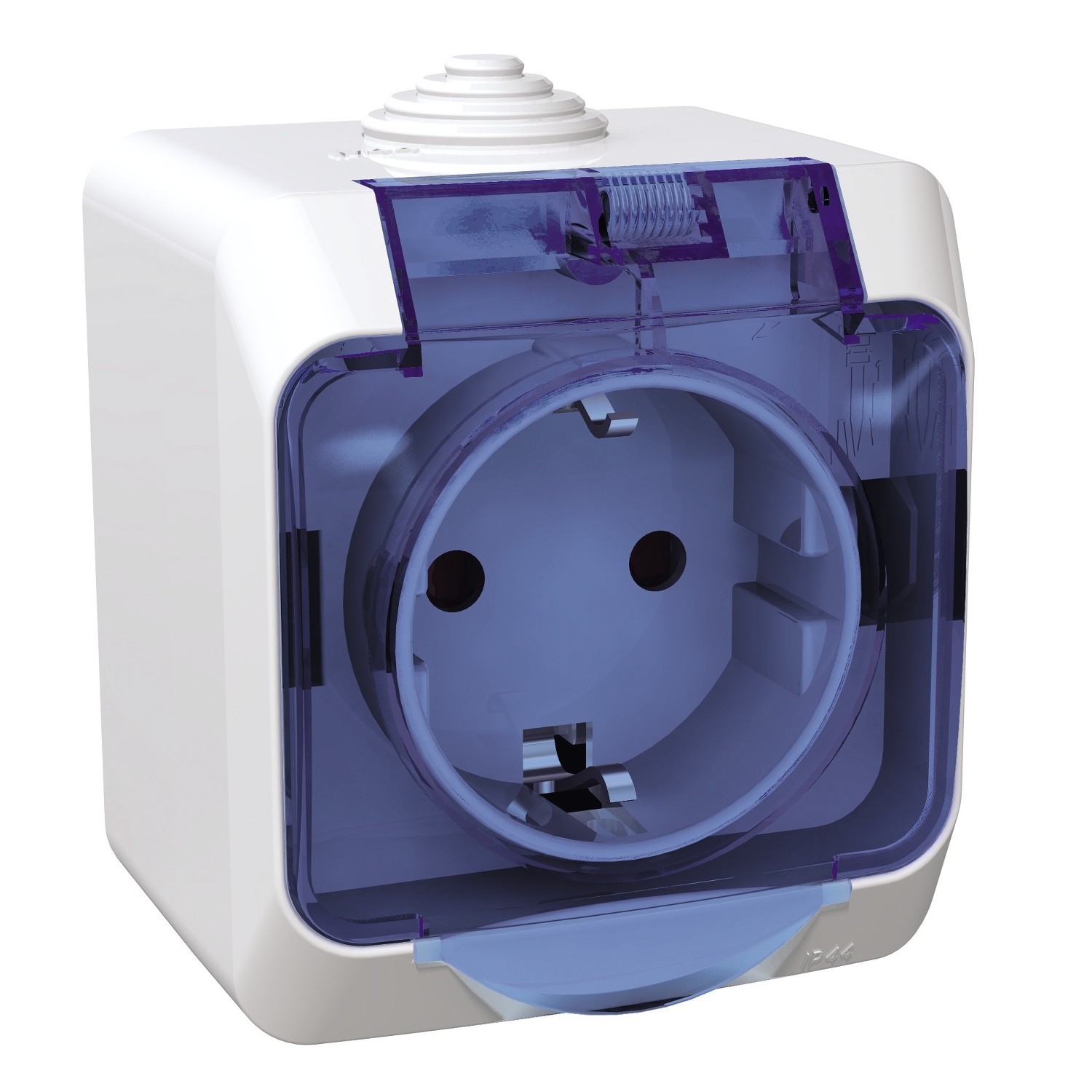 Schneider Electric kontaktligzda 1-v v/a ar zem. kontaktu aiz. balta IP44 CEDAR Plus, WDE000543 cover photo