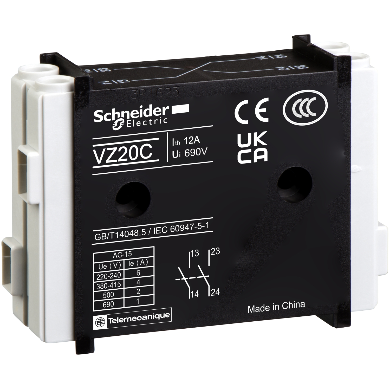 Schneider Electric palīgkontakts 2NO 12A TeSys Vario, VZ20 cover photo