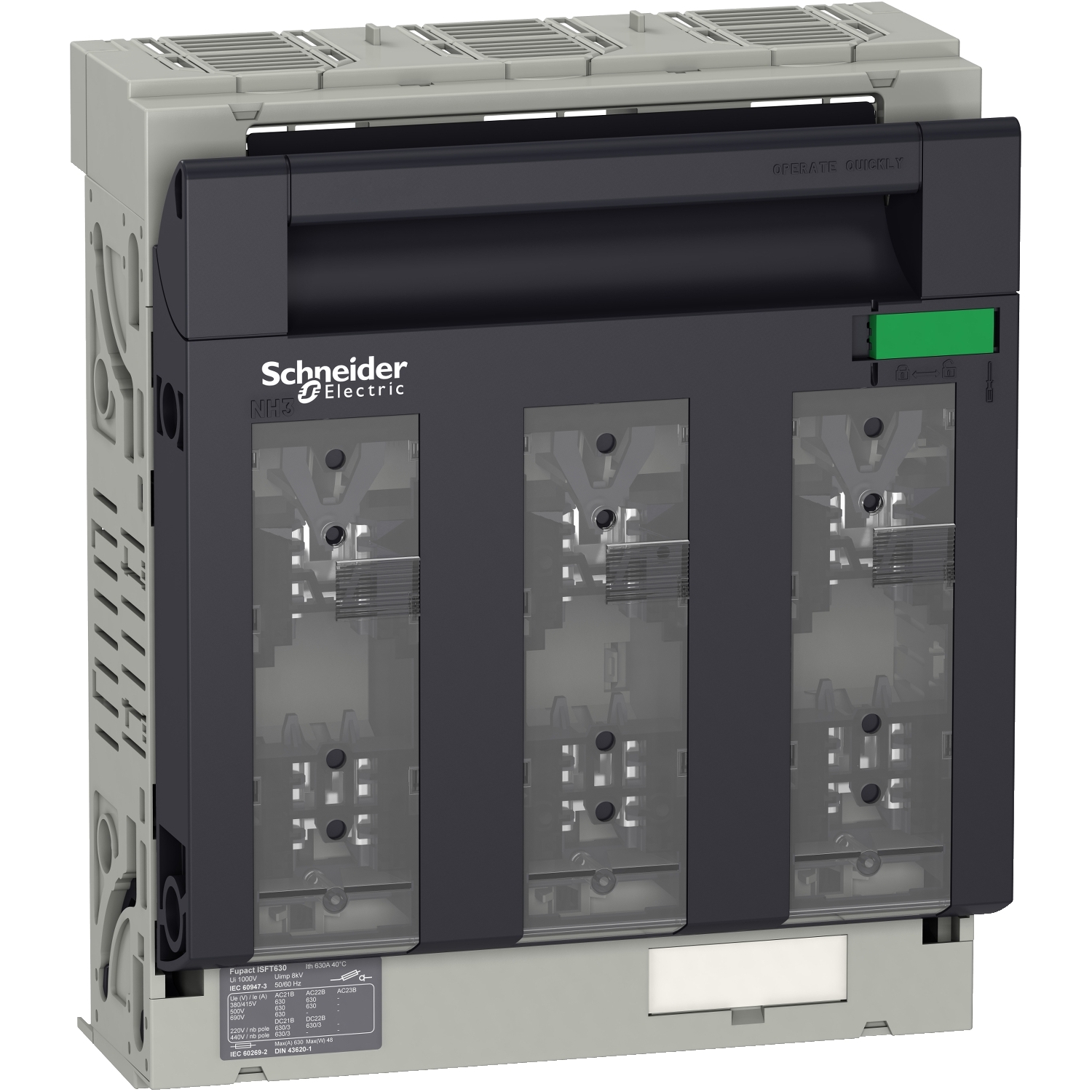 Schneider Electric blokslēdzis NH3 drošinātajiem 3P 630A M10 Fupact ISFT630, LV480808 cover photo