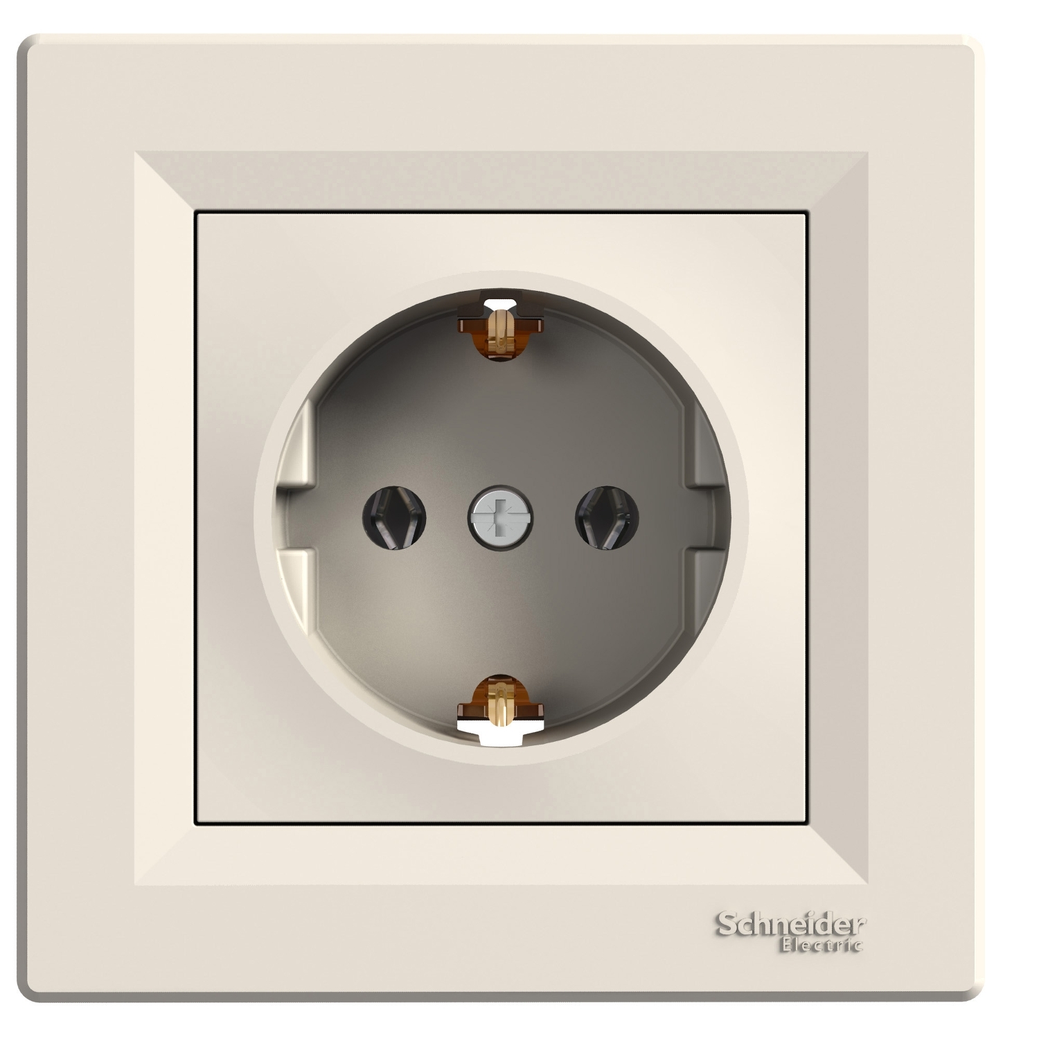 Schneider Electric kontaktligzda 1-v z/a (ar rāmi) ar zem. bēša IP20 Asfora, EPH2900123 cover photo