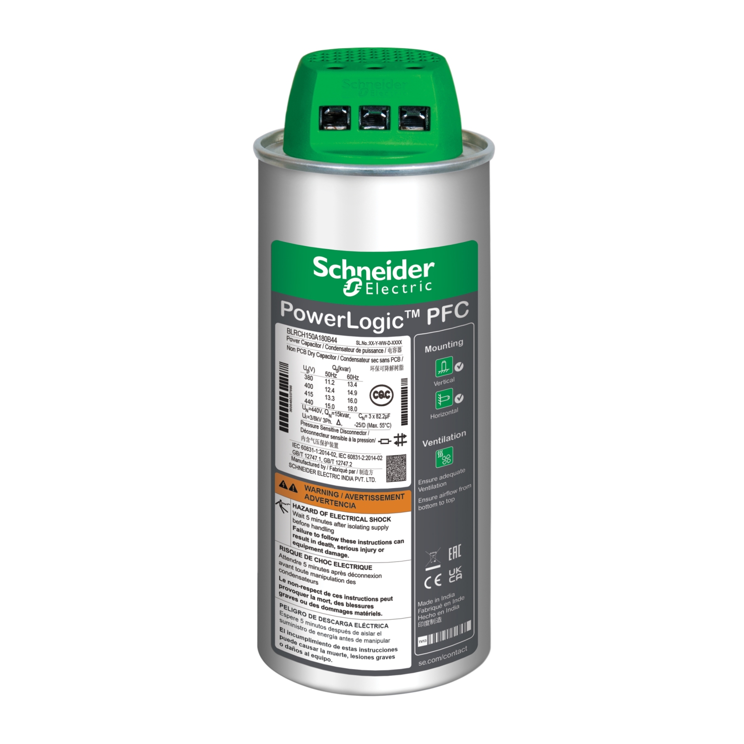 Schneider Electric kondensators 50kVAr 440V VarplusCan HDuty, BLRCH500A000B44 cover photo