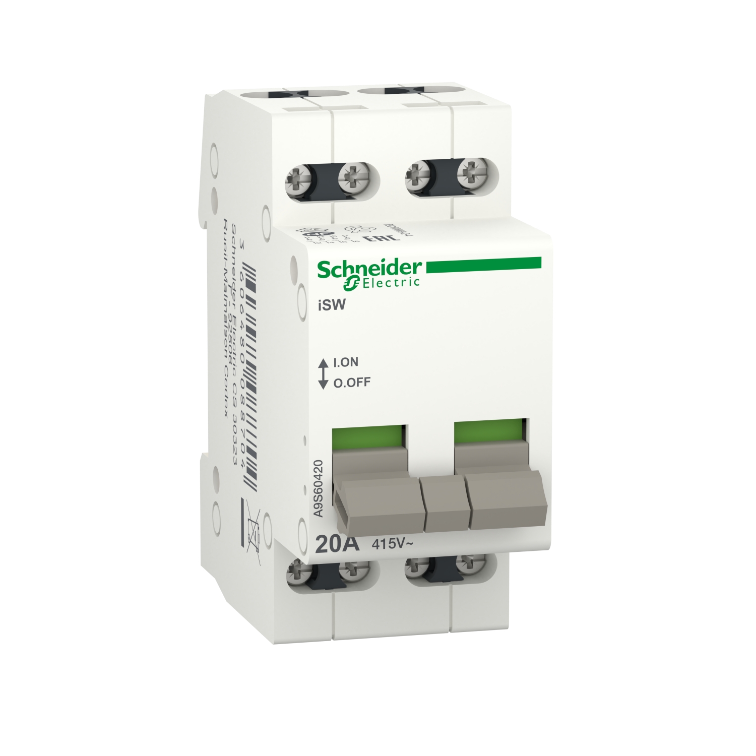 Schneider Electric slodzes atvienošanas slēdzis 4P 20A 400V 4NO iSW Acti9, A9S60420 cover photo
