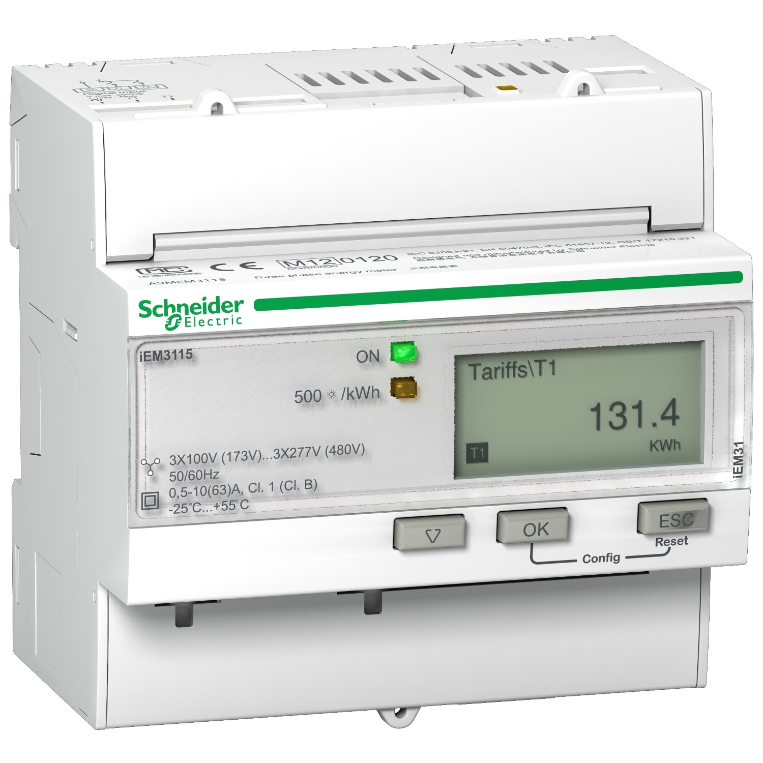 Schneider Electric kWh skaitītājs 3-f 63A 400V tiešais slēgums, 4-tarifu, A9MEM3115 cover photo