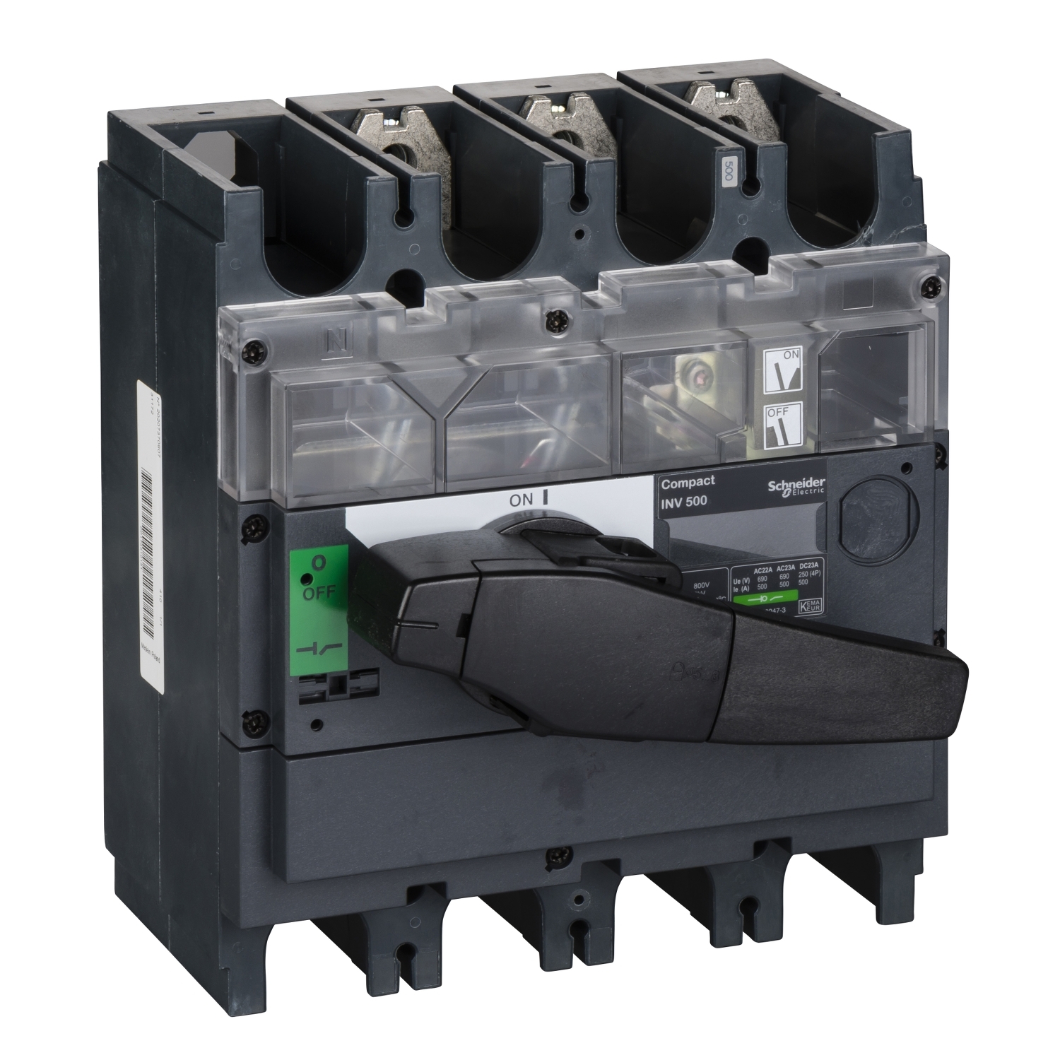 Schneider Electric slodzes slēdzis 250kW 500A (AC-23) 50kA 3P ar rokturi Compact INV500, 31172 cover photo