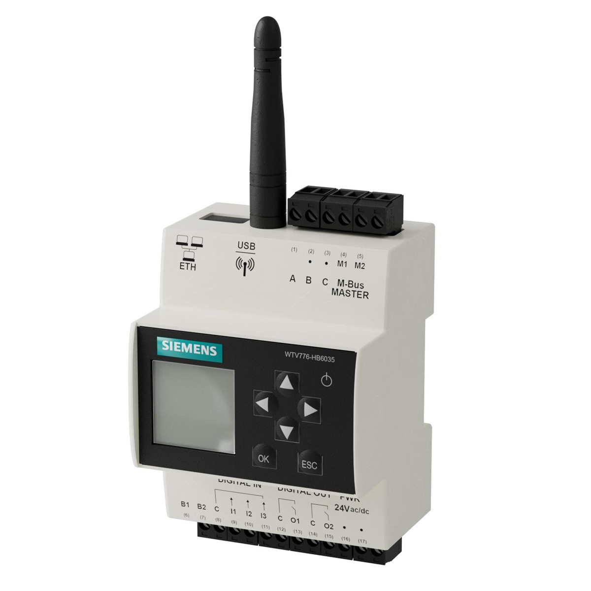 Siemens datu koncentrators M-bus 20 ierīces, IoT gateway, Web server, 24VAC/DC, S55563-F166 cover photo