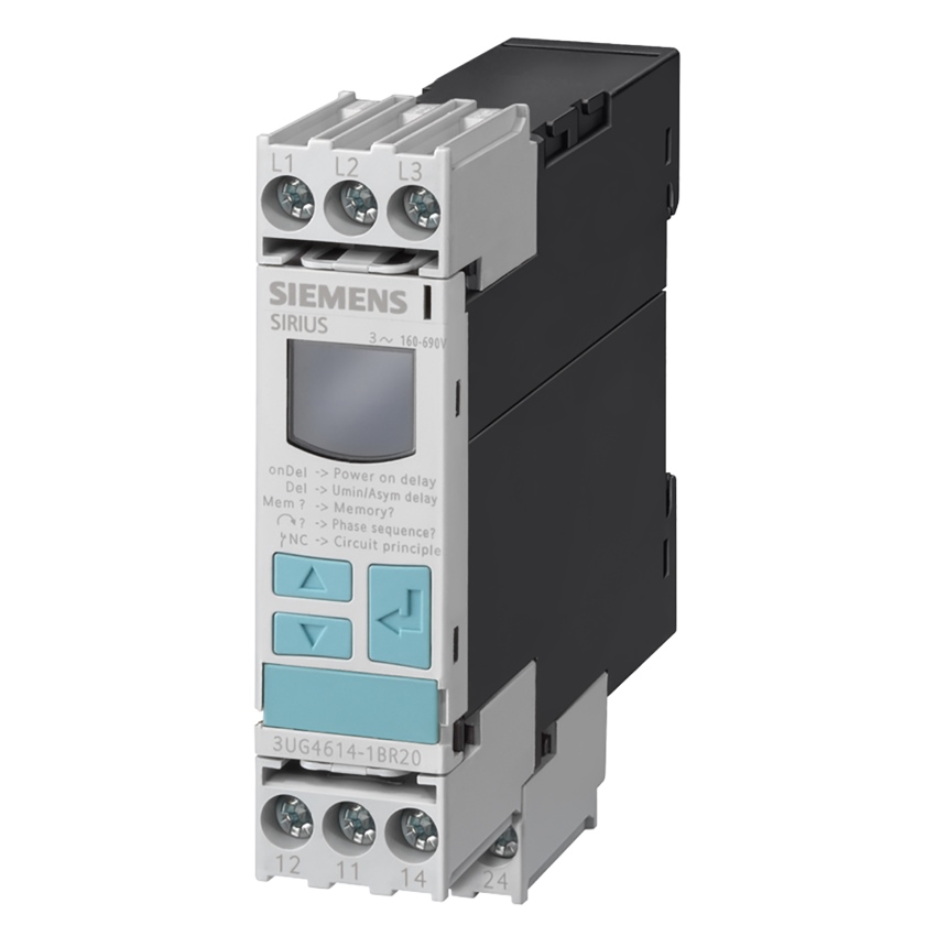 Siemens digitāls 3-fāžu relejs 3x160-690V +N 2CO, multi, 3UG4618-1CR20 cover photo
