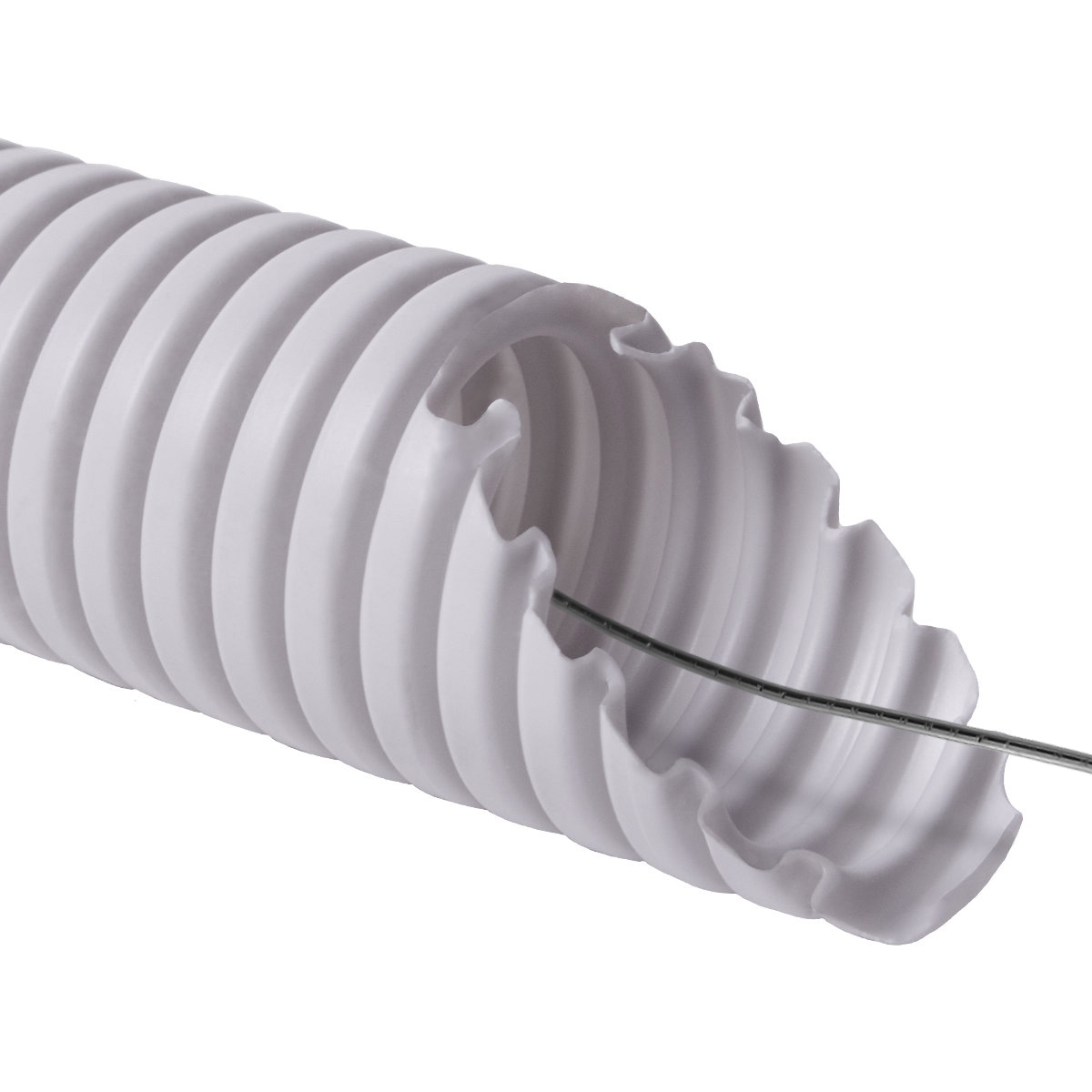 Kopos gofrēta caurule ar stiepli D=40mm 320N PVC 25m gaiši pelēka, 1440_K25D cover photo
