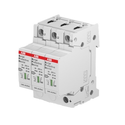 ABB pārsprieguma novadītājs II tips 3P 20kA, OVR T2 3L 40-275s P QS, 2CTB815704R1800 cover photo