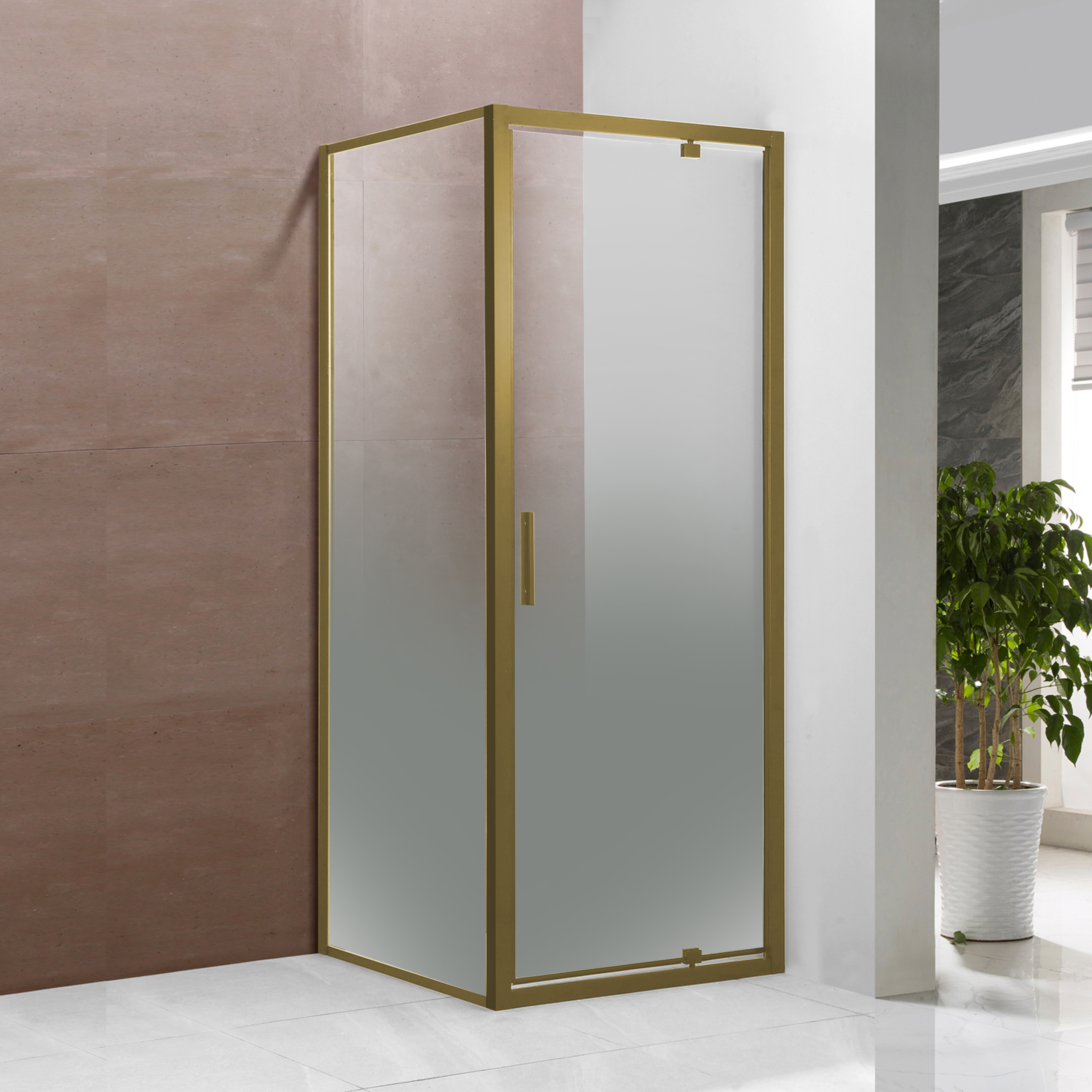 Vento dušas stūris Toskana Gold 90X90X195, stikls 6mm Easy Clean ar matētu dizainu, profils matēts zelts, kreisais izpildījums, T90FJB Left cover photo