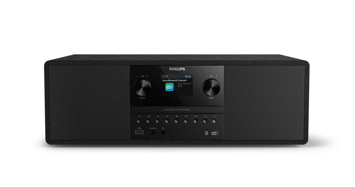 Philips Mikro mūzikas sistēma ar Bluetooth, DAB+/FM radio, CD/USB, melna, TAM6500/10 cover photo