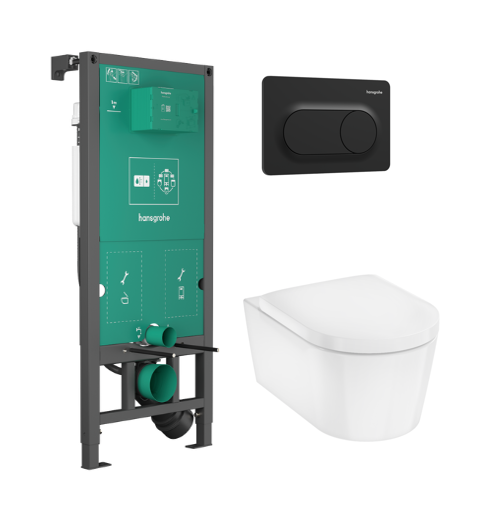 Hansgrohe komplekts-pods ar QR/SC vāku EluPura S, rāmis iFrame, taustiņš Original S, balts/melns, KK ELUPURA AQUAFALL BL cover photo