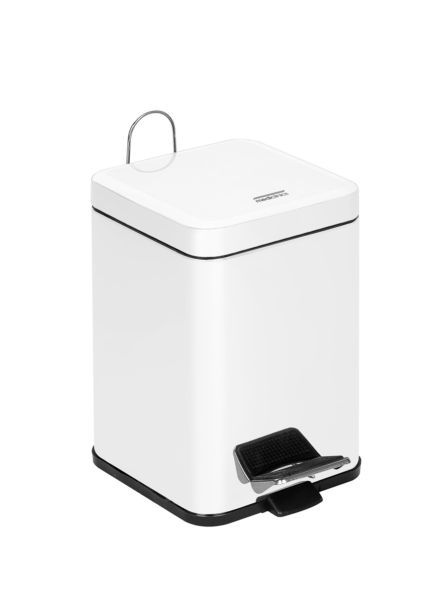 Mediclinics atkritumu tvertne ar pedāli kvadrātveida 14,5 L, nerūsējošais tērauds AISI 304, balts epoxy, PP1214 cover photo