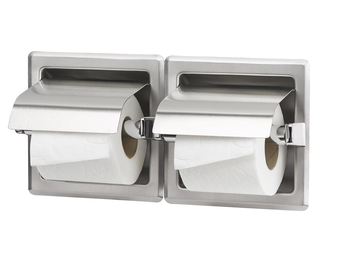 Mediclinics iebūvējams dubults tualetes ruļļa turētājs ar vāku, AISI 304 nerūsējošais tērauds, Satin. 320 x 160mm , AIE320CS cover photo