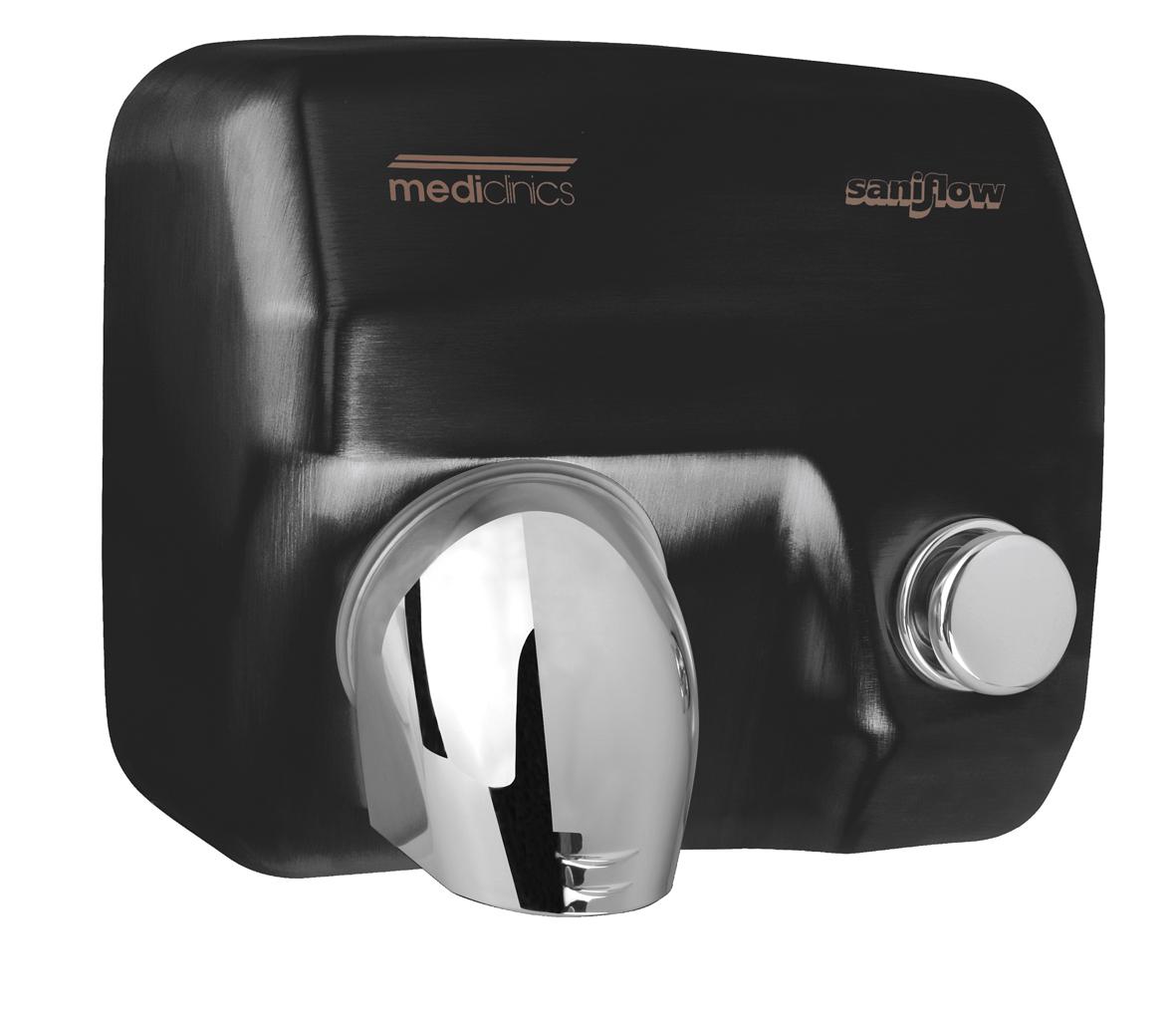 Mediclinics Saniflow roku žāvētājs, steel matēts melns epoxy, push button , E05B cover photo