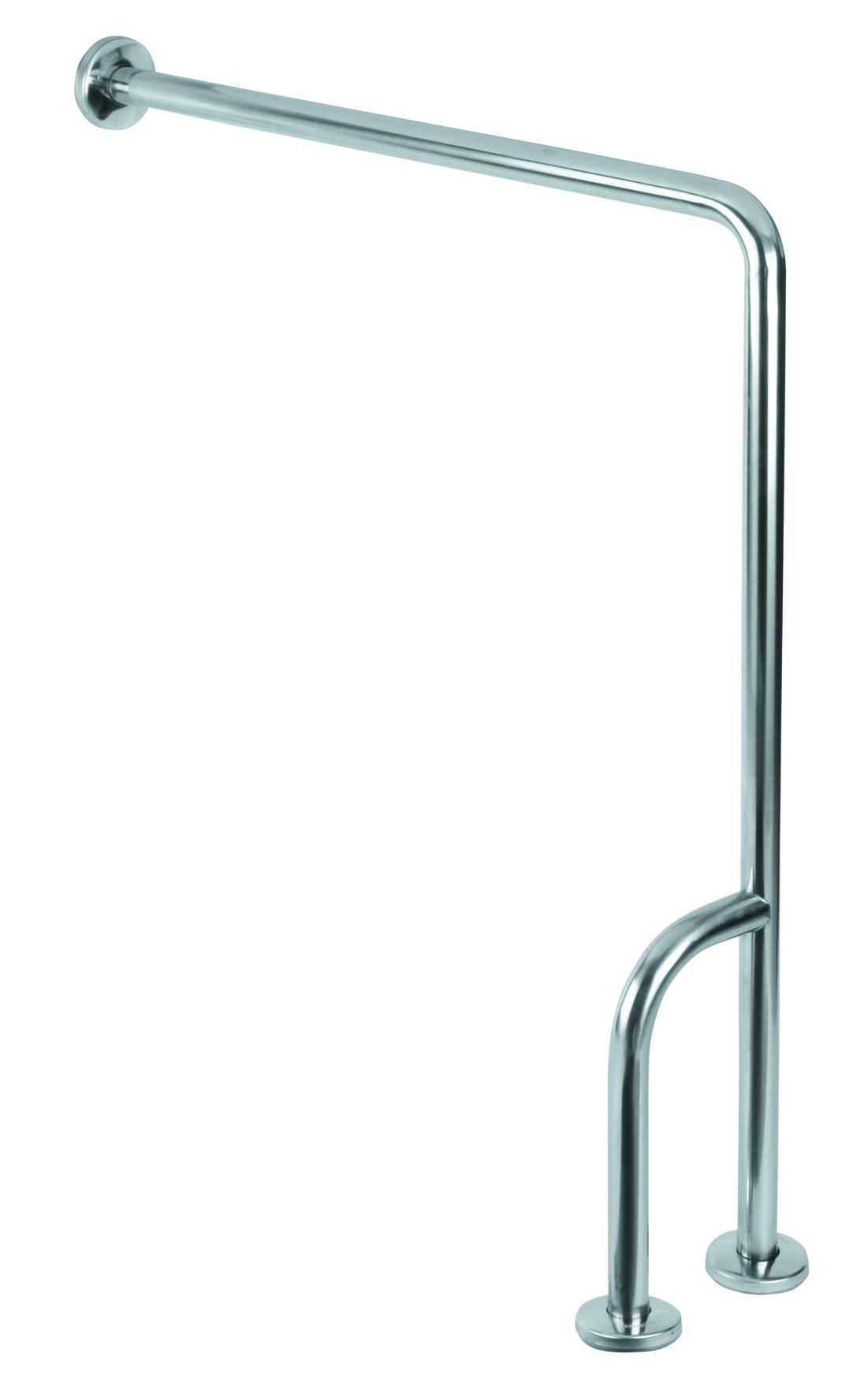 Mediclinics Wall/floor grab bar with 3 anchoring points, Left, AISI 304 nerūsējošais tērauds, bright, L:780 x H:750 mm, BSI020C cover photo