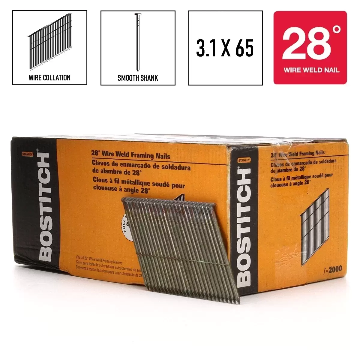 Bostitch celtniecības naglas Stick Nail 3.10-65 PLAIN 2M, S31065 cover photo