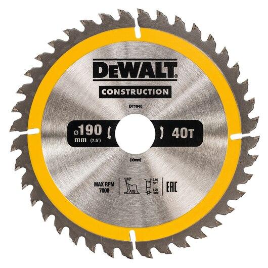 DeWALT DW griešanas disks kokam 190x30mm 40T (AC), DT1945-QZ cover photo