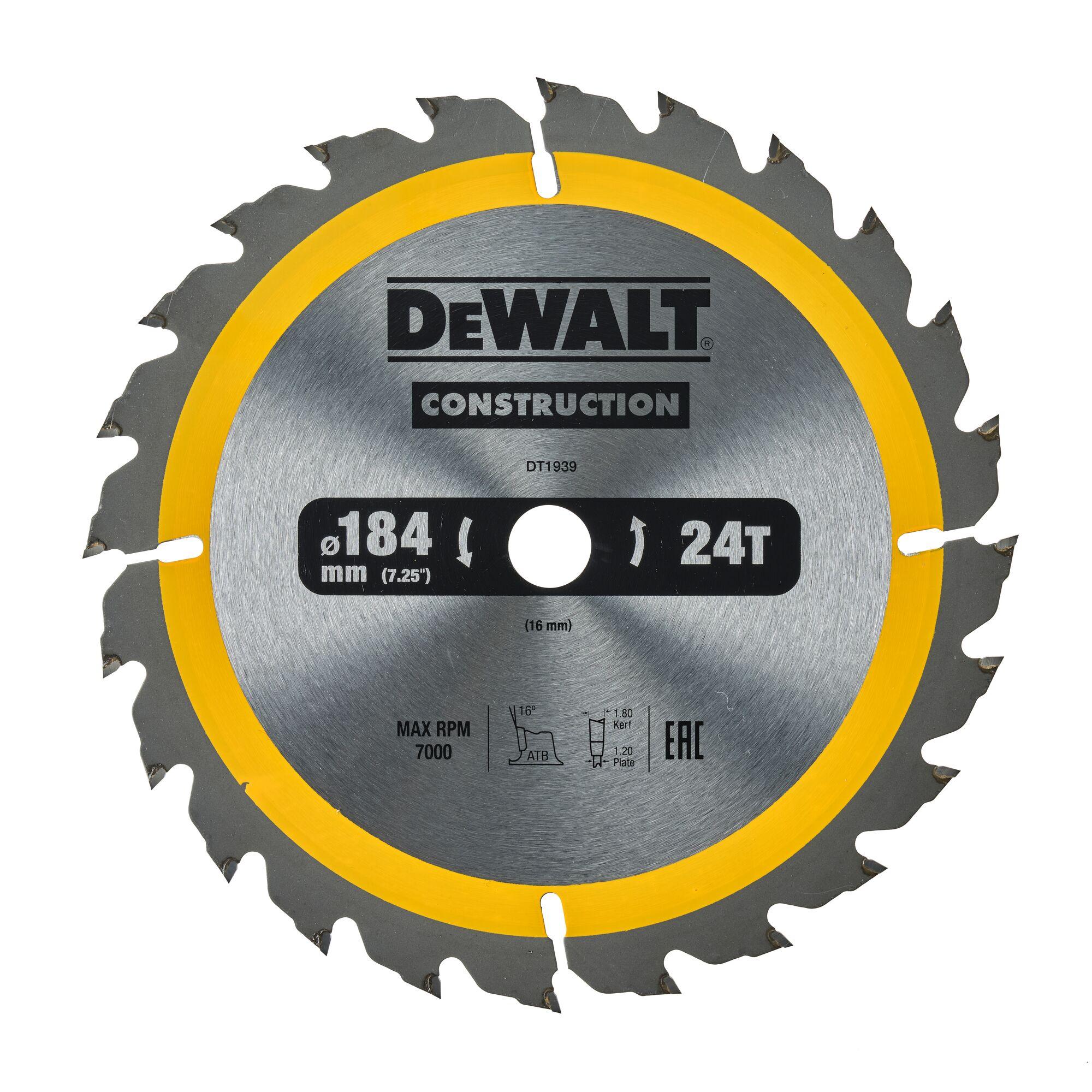 DeWALT zāģripa 184x16mm 24T (AC), DT1939-QZ cover photo