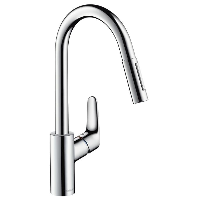 Hansgrohe maisītājs virtuvei ar izvelkamu dušu Focus M41 240 2jet, hroms, HG31815000 cover photo