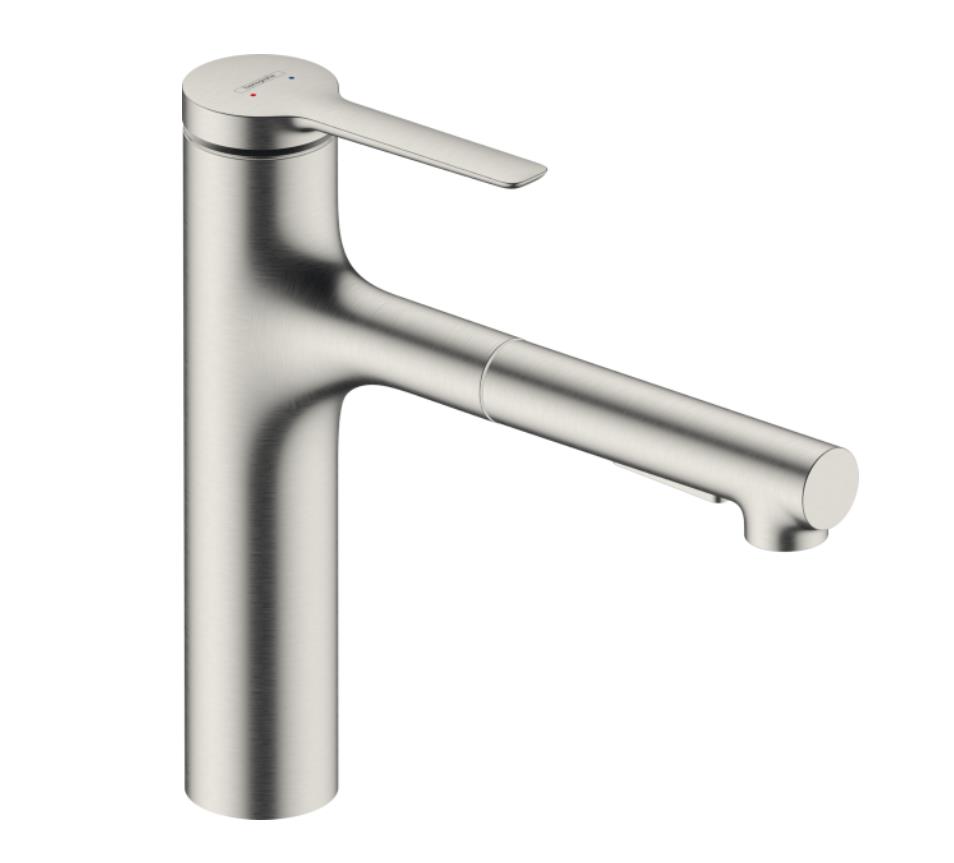 Hansgrohe maisītājs virtuvei ar izvelkamu dušu Zesis M33-160 2jet, nerūsējošais tērauds optic, HG74801800 cover photo