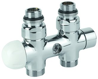 Carlo Poletti radiatora dubultbloks Twinvalve Thermo 1/2'' x 24-19, taisns, bez termogalvas, hroms (50mm), V37500B cover photo