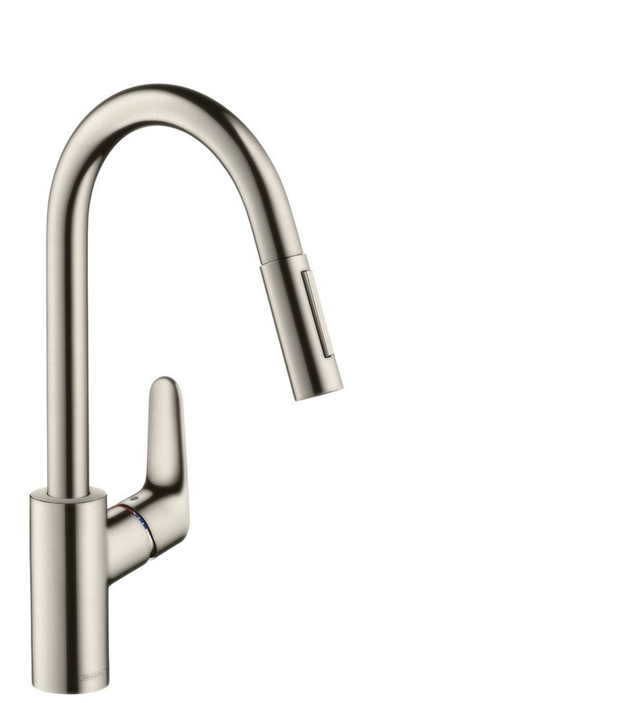 Hansgrohe Focus 240 virtuves maisītājs ar izvelkamu uzgali, nerūsējošs tērauds, 31815800 cover photo