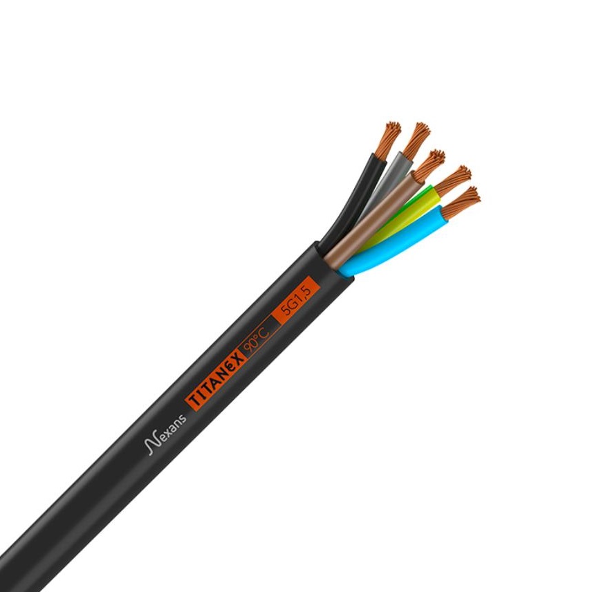 Nexans gumijas kabelis H07RN-F TITANEX 5x1.5mm2 lokans melns 0.6/1.0kV saiva, 1011174 cover photo
