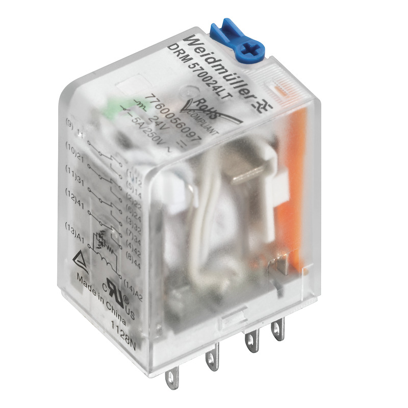 Weidmuller pārslēdzējrelejs 24VDC 5A 4CO LED TEST DRM, 7760056097 cover photo