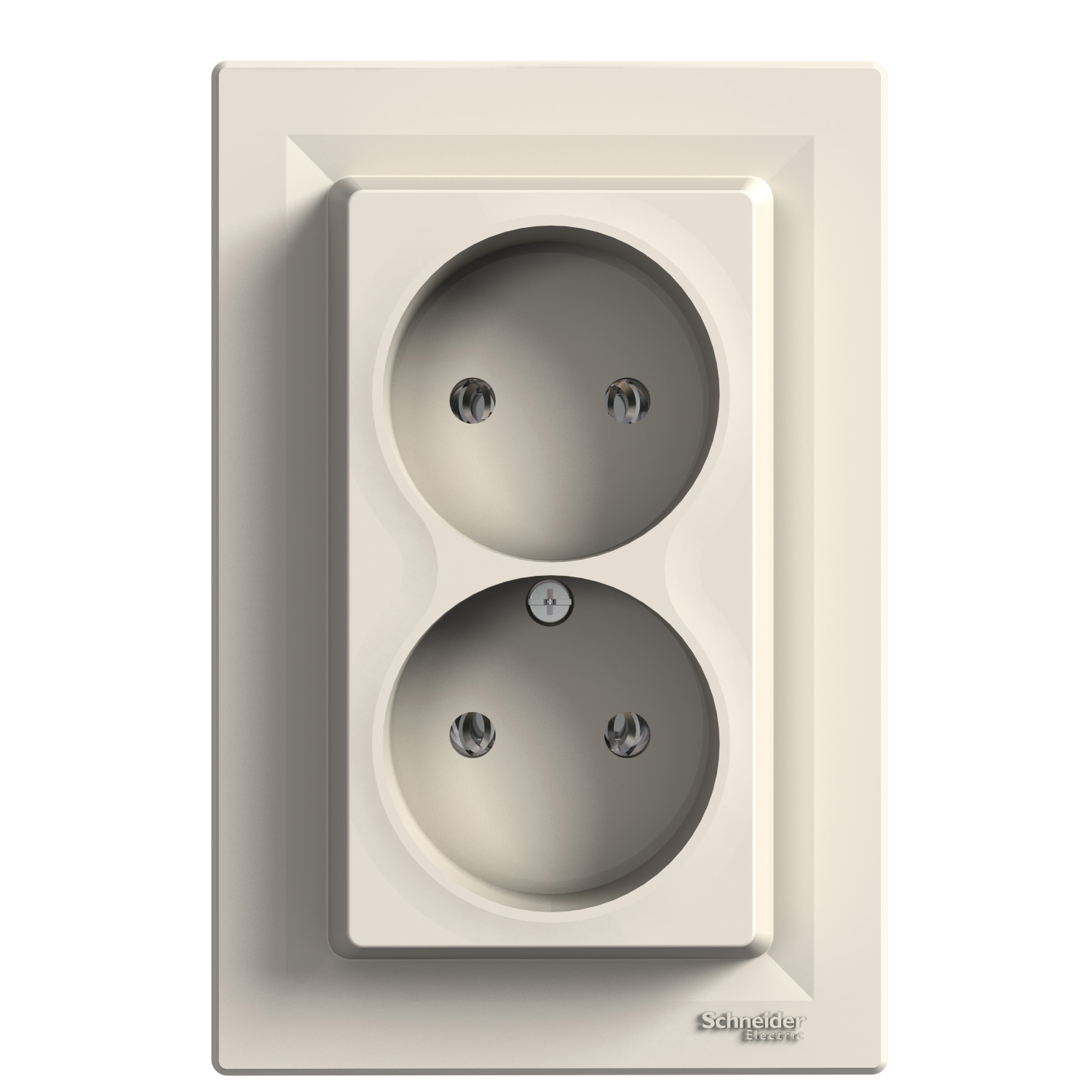 Schneider Electric dubultā kontaktligzda 2-v z/a (ar rāmi) bez zem. bēša IP20 Asfora, EPH9700123 cover photo