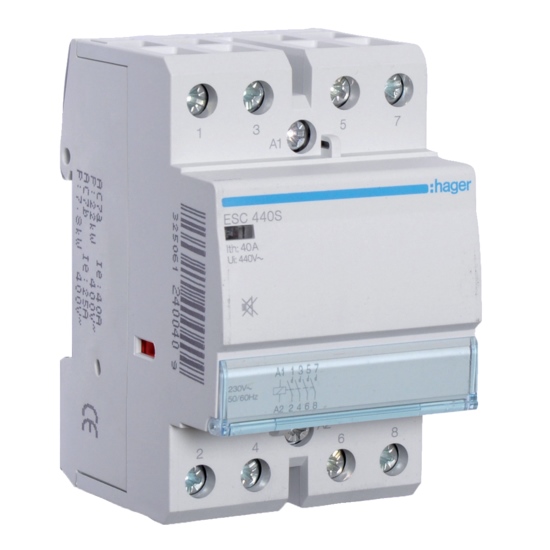 Hager modulārais kontaktors 4NO 25A 230VAC beztrokšņa ESC425S, ESC425S cover photo