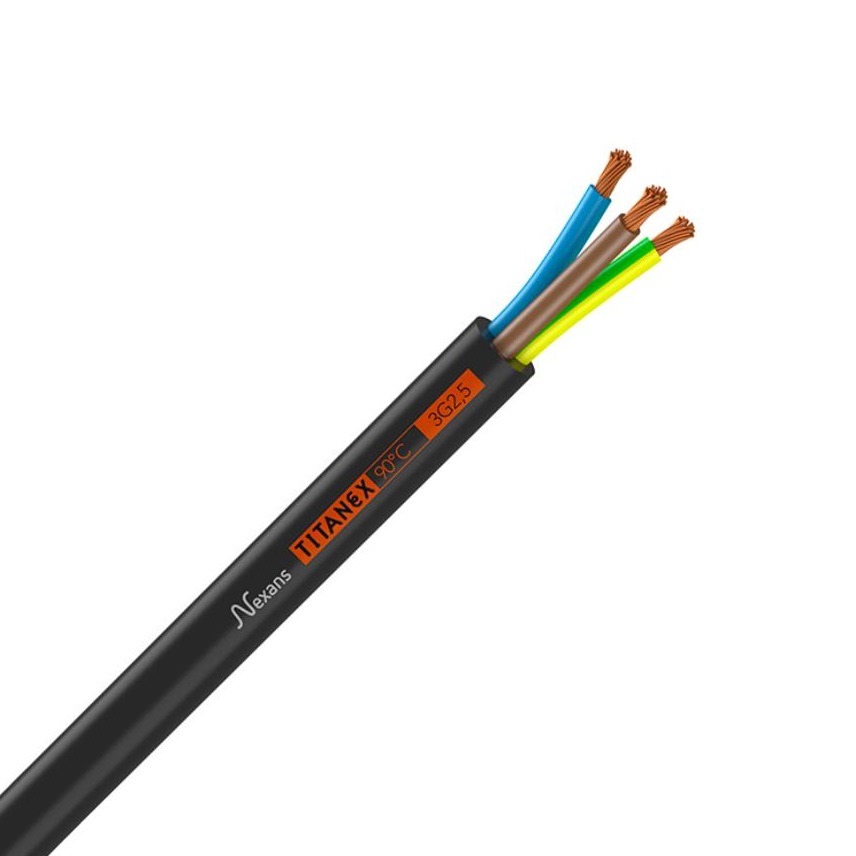 Nexans gumijas kabelis H07RN-F TITANEX 3x2.5mm2 lokans melns 0.6/1.0kV saiva, 1011138 cover photo