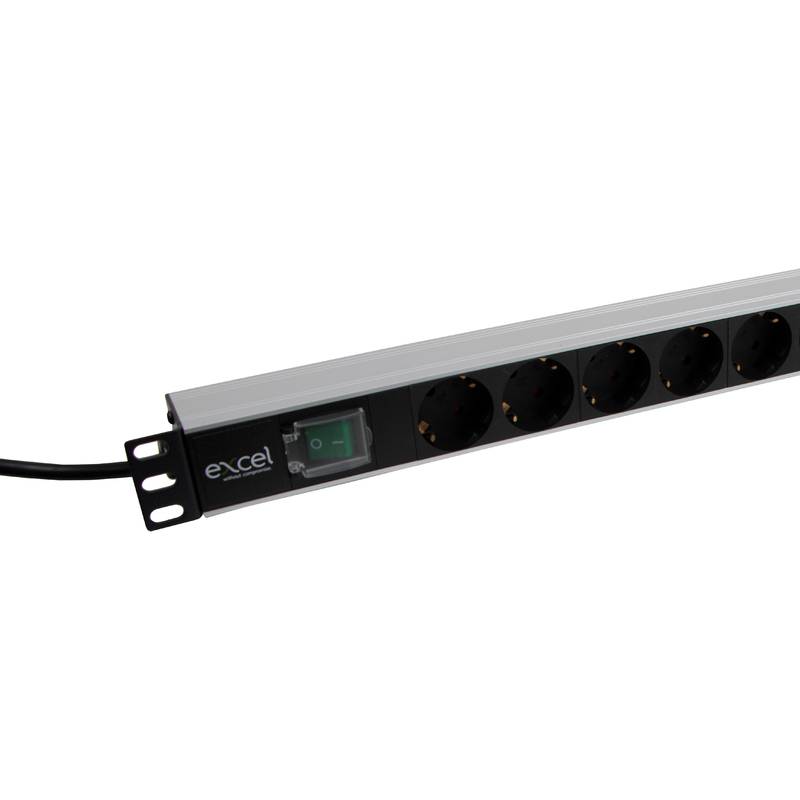 Excel PDU kontaktligzdu bloks 19'' skapim 8-v ar sledzi, 16A, 555-073 cover photo