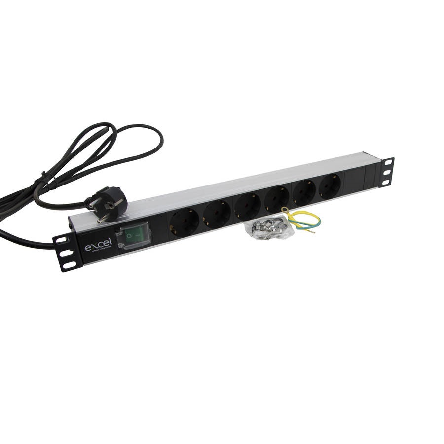 Excel PDU kontaktligzdu bloks 19'' skapim 6-v ar sledzi, 16A, 555-072 cover photo