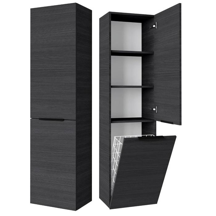 Riva sienas augstais skapis ar 1 durvīm un veļas grozu SU 42 Woodflow Ash cover photo