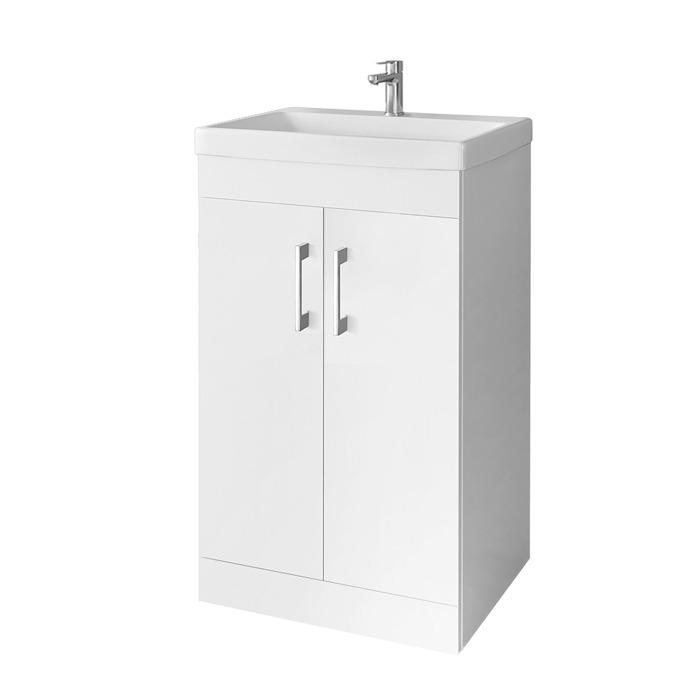 Riva grīdas izlietnes skapītis ar 2 durvīm, paredzēts izlietnei RIVA50C-1 vai RIVA50C, SA 50FS Balts cover photo