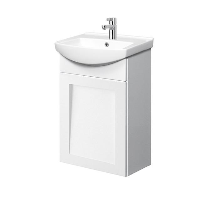 Riva izlietnes skapītis ar 1 durvīm, paredzēts izlietnei RIVA45, SA 45F Balts Matte cover photo