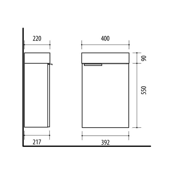 Riva izlietnes skapītis ar 1 durvīm, ar izlietni RIVA40A, SA 40A-5 Woodflow Ash cover photo
