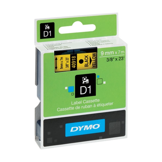 Dymo marķēšanas lente D1 9mmx7m dzeltena (melni burti) Dymo 40918, 6416378 cover photo