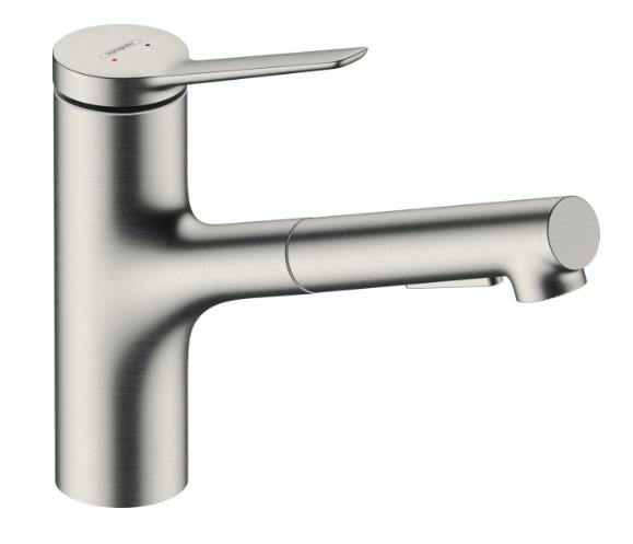 Hansgrohe virtuves izlietnes maisītājs ar izvelkamu dušu Zesis M33-150 2jet, stainless steel finish + sBox, HG74803800 cover photo