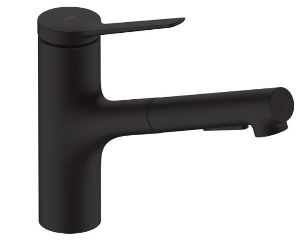 Hansgrohe virtuves izlietnes maisītājs ar izvelkamu dušu Zesis M33-150 2jet, matēts melns + sBox, HG74803670 cover photo