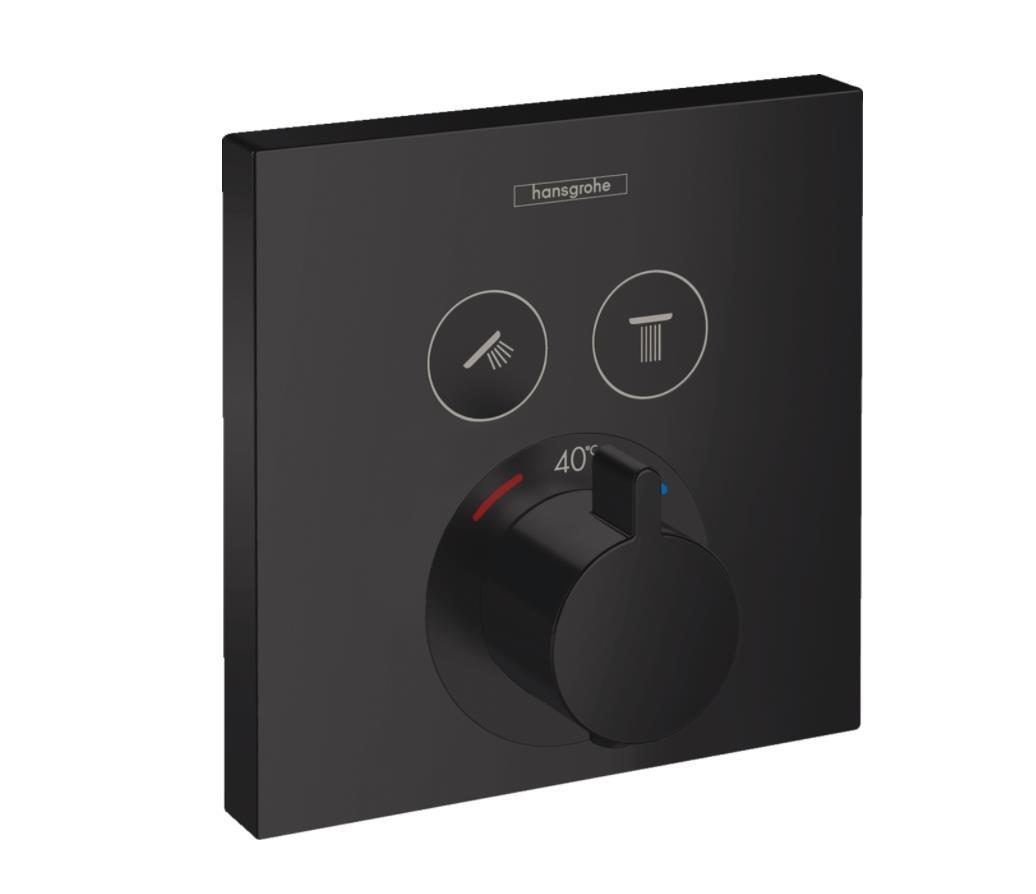 Hansgrohe iebūvējamā termostata ShowerSelect virsapmetuma daļa, ar 2 izejām, matēta melna, HG15763670 cover photo