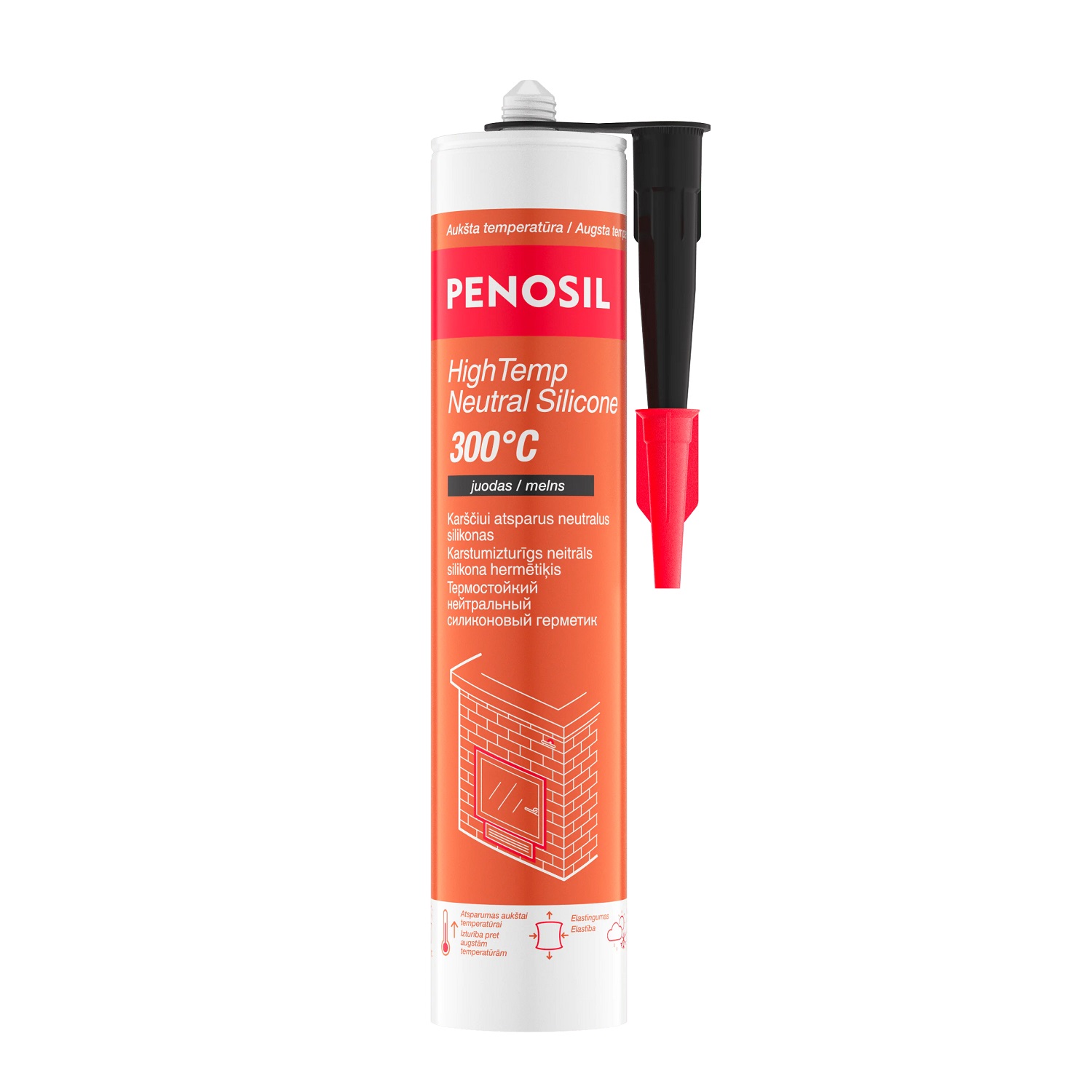 Penosil HighTemp Neutral Silicone 300°C Neitrāls, pret karstumu izturīgs silikona hermētiķis 300ml , H4408 cover photo