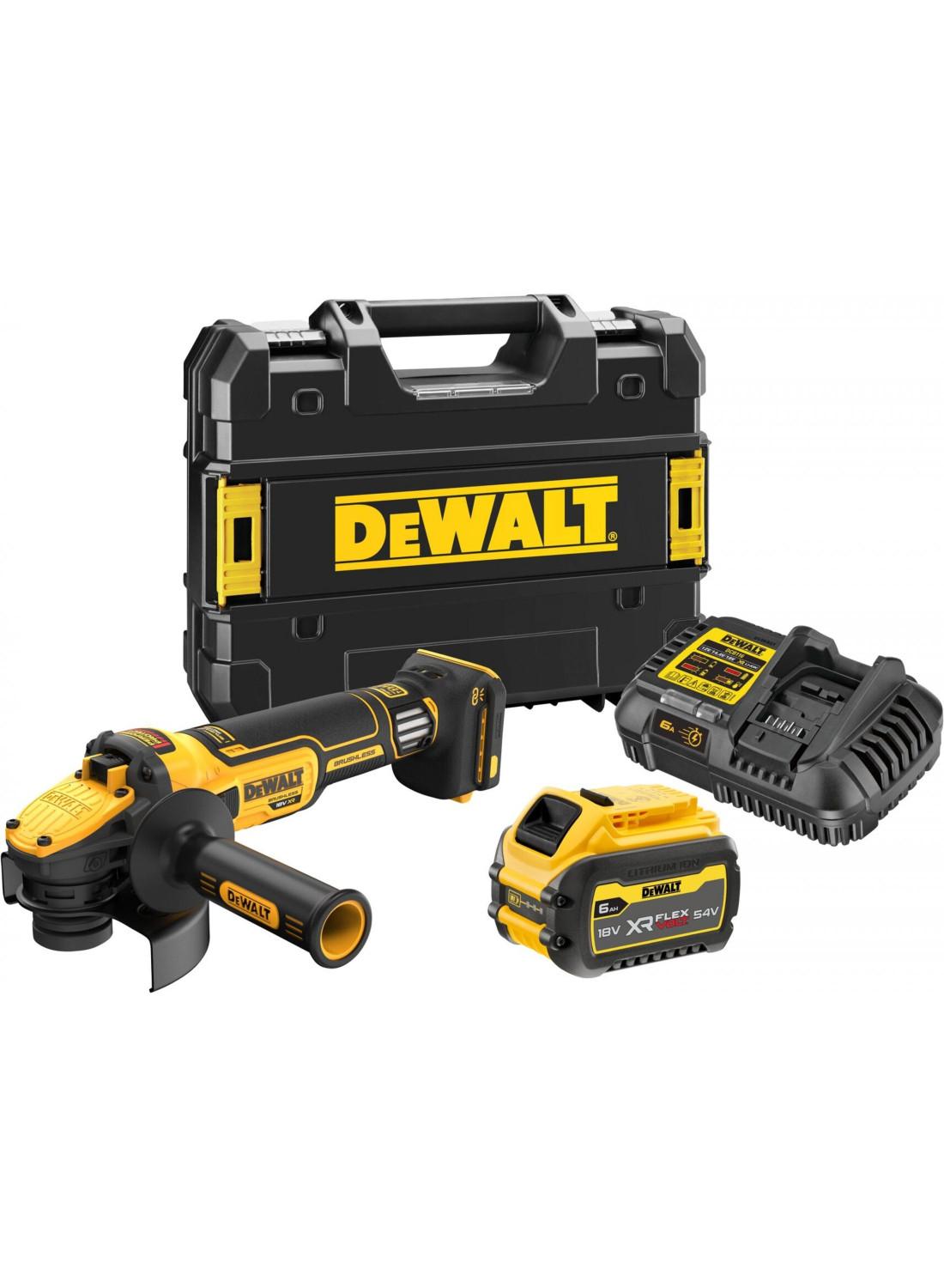 DeWALT akumulatora lenķa slīpmašīna 125mm FVADV (ātr.reg.) 18V 1x6Ah TSTAK, DCG409VST1-QW cover photo
