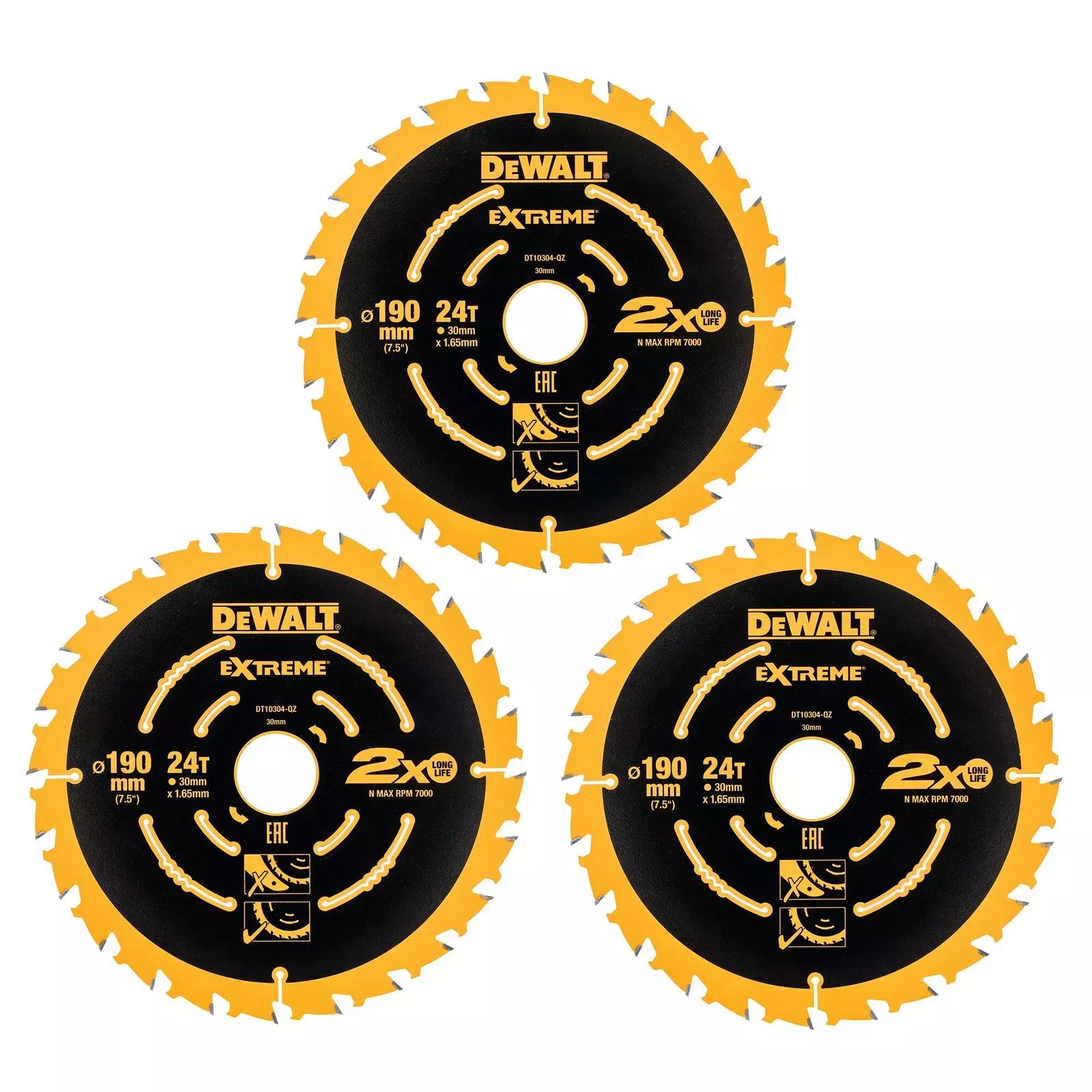DeWALT zāģripas Extreme 3 x 190 24T, DT10399-QZ cover photo